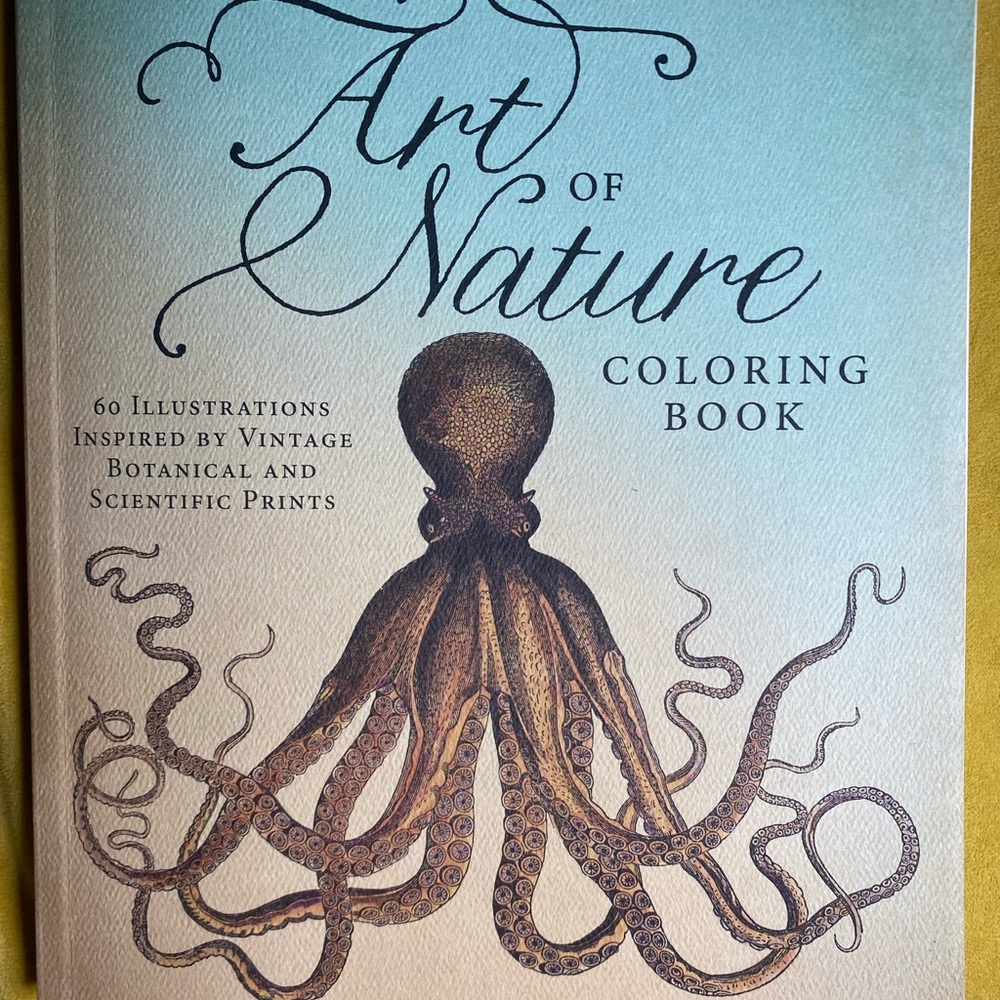 Art of Nature Coloring Book - Botanical Octopus Print - Beige & Brown